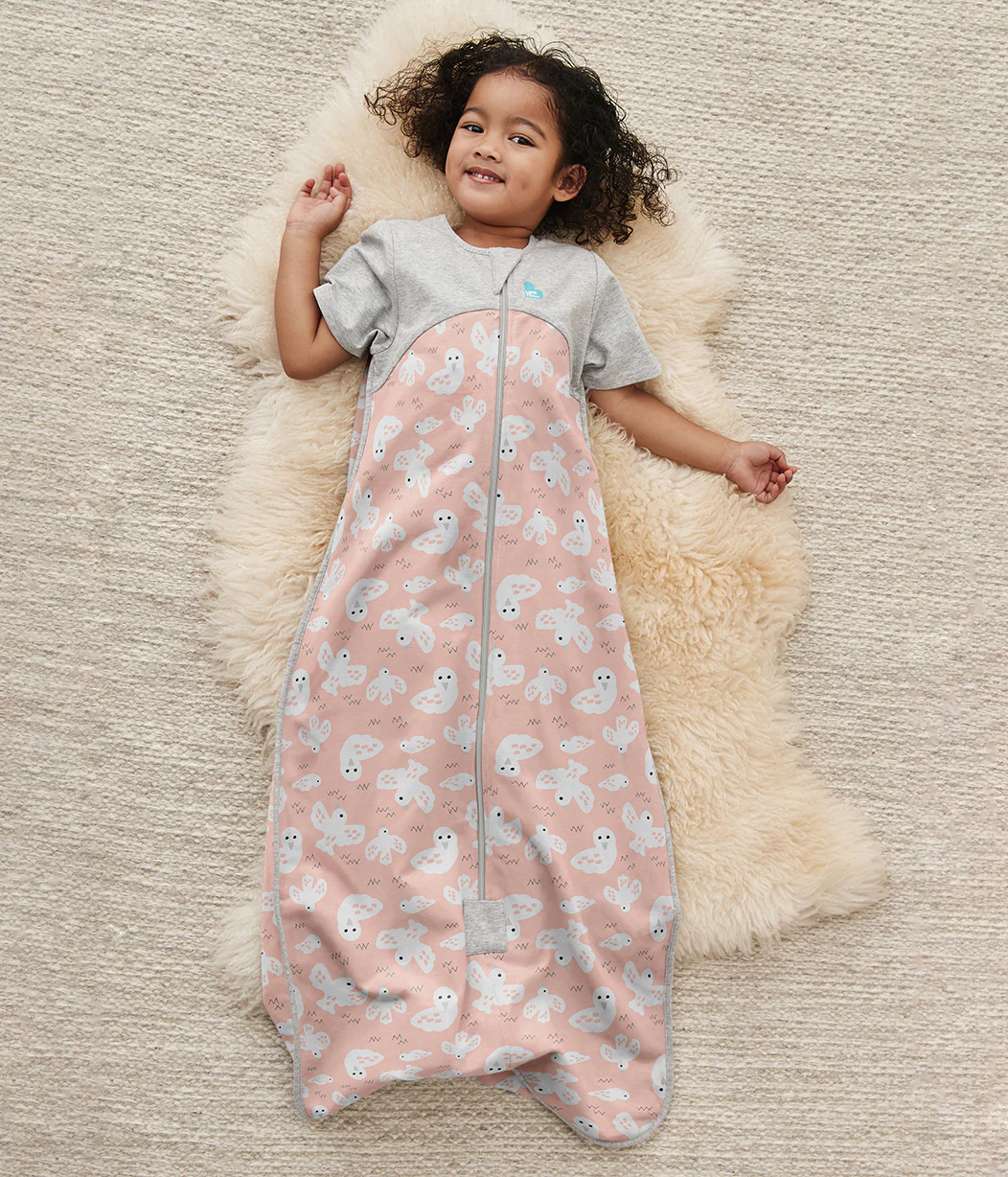Sleep Bag Short Sleeve 1.0 TOG Organic Cotton Rose Doves