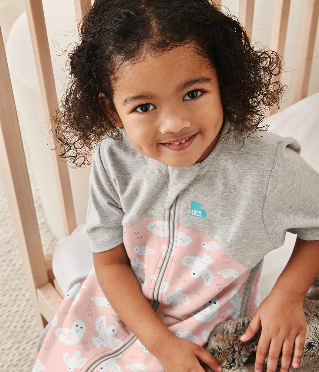 Sleep Bag Short Sleeve 1.0 TOG Organic Cotton Rose Doves - Image 4